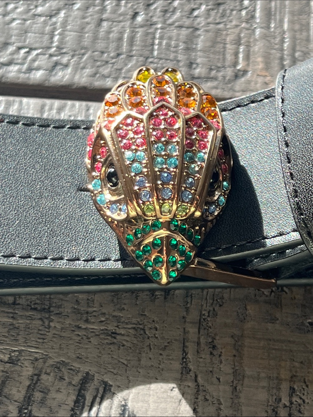 Kurt Geiger Multicolor Crystal Peacock Belt L/XL